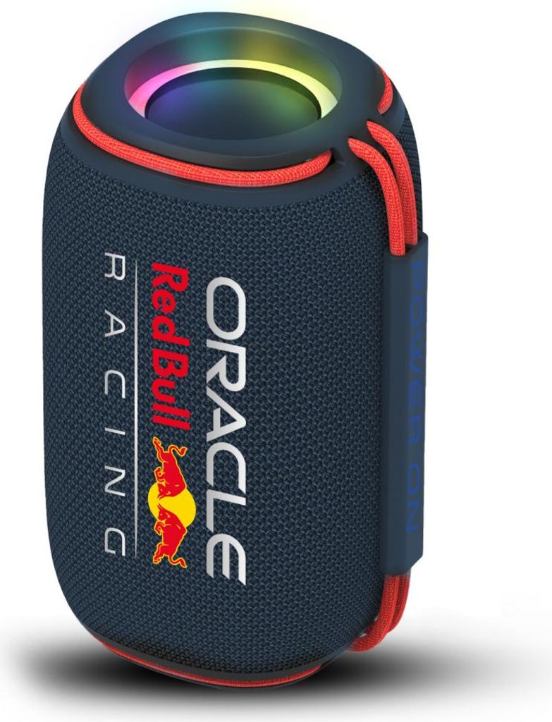 A product shot of a portable speaker.