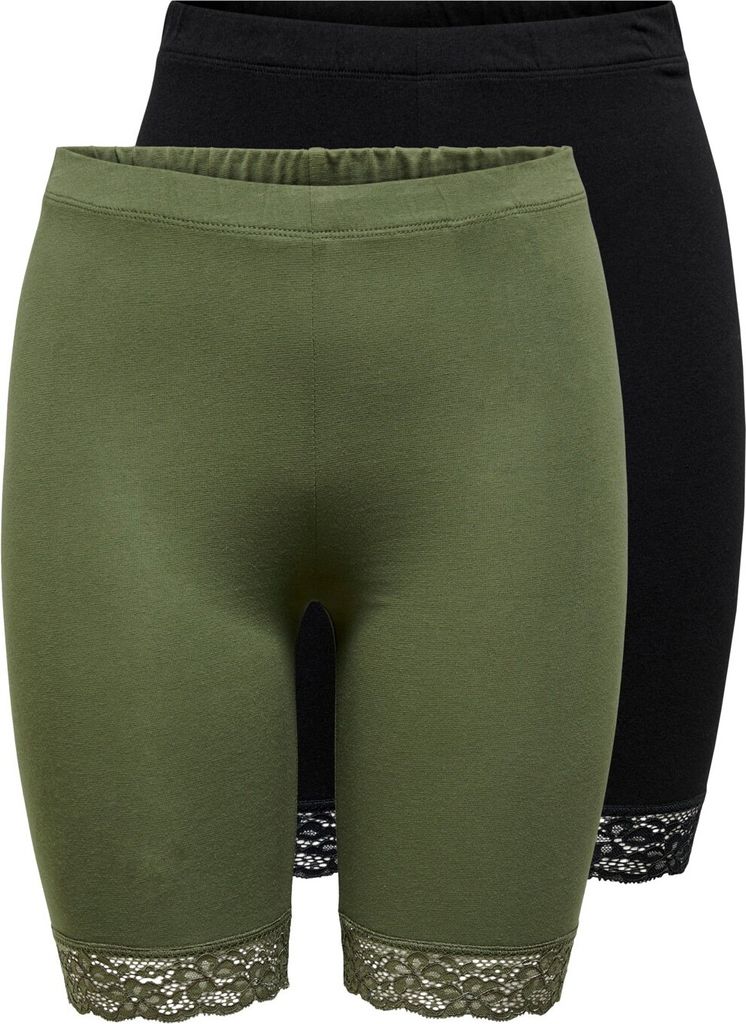 JDY JDY 2x Damen Kurze Capri Leggings Hose JDYSALLY Spitze Shorts Set Stretch Größe: M