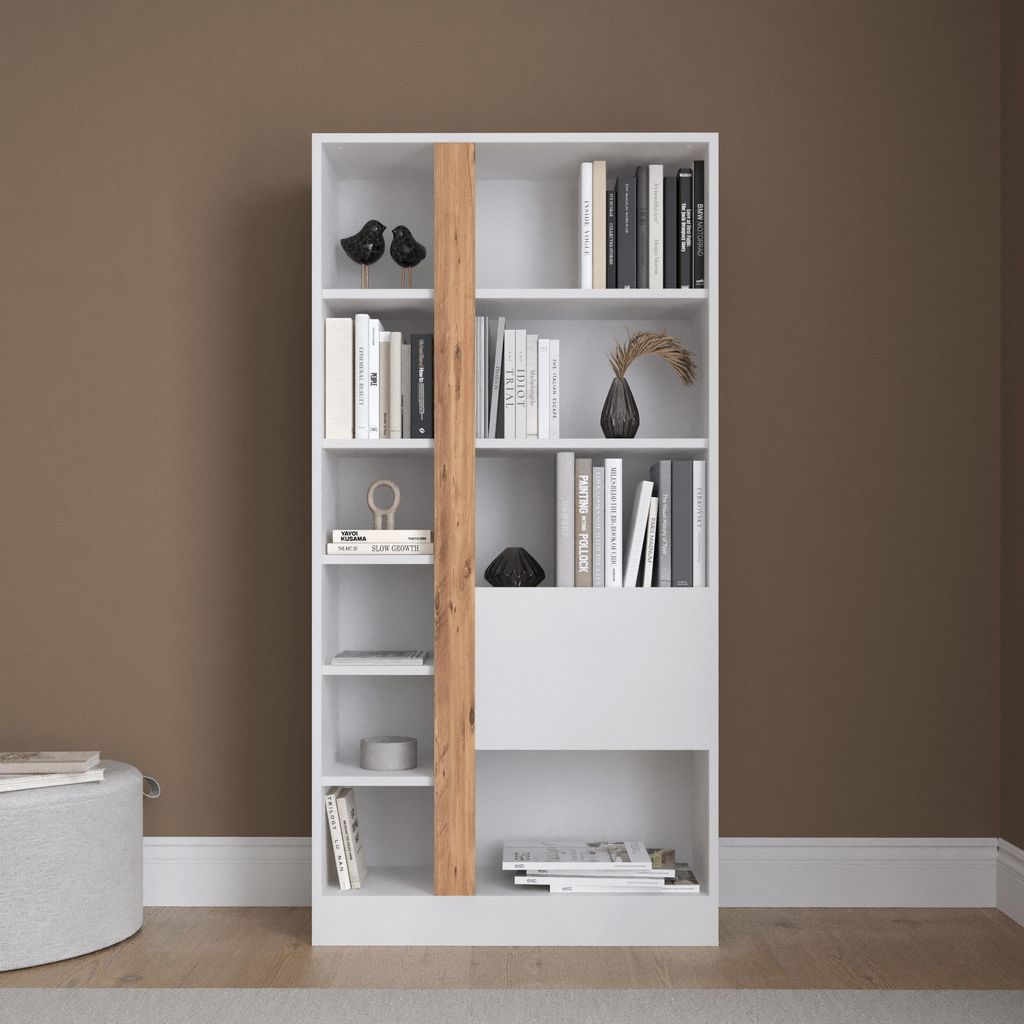 Lotus Bücherregal, Weiß & Atlantic Pine Elegant, Geräumig, Produktbild 
