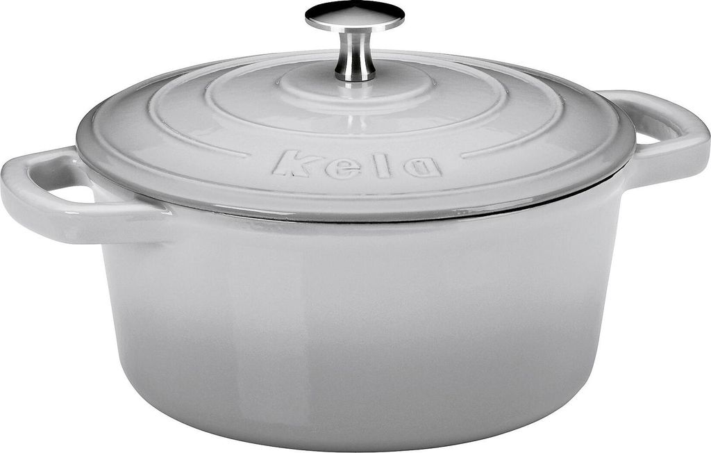 Kela Bräter 21 cm rund 2,5 Liter grau beige Calido Gusseisen 12605