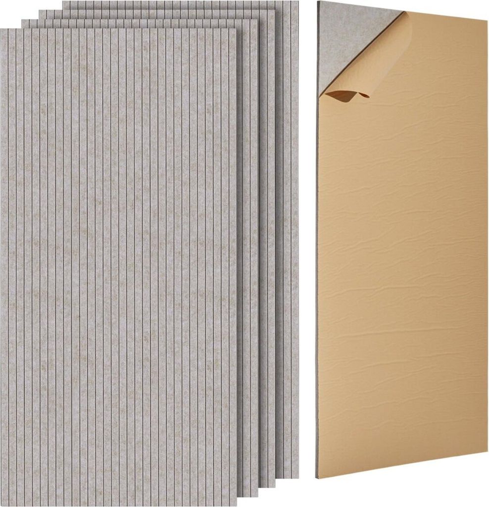 5er-Pack akustische Wandpaneele 47,2 x 23,6 x 0,4 Zoll selbstklebend, kamelfarben
