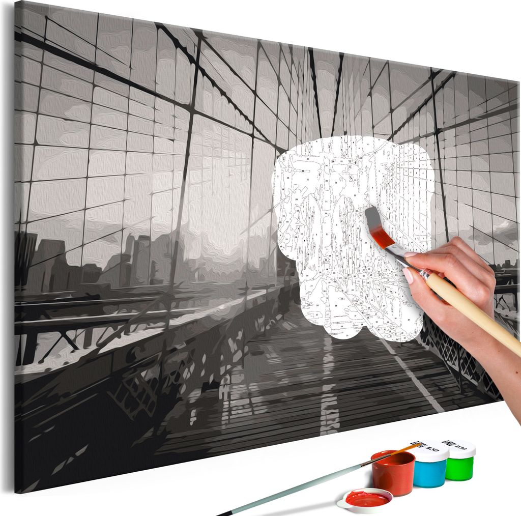 Vlies Malen nach Zahlen - New York Bridge 60x40 cm Städte n-A-0559-d-a
