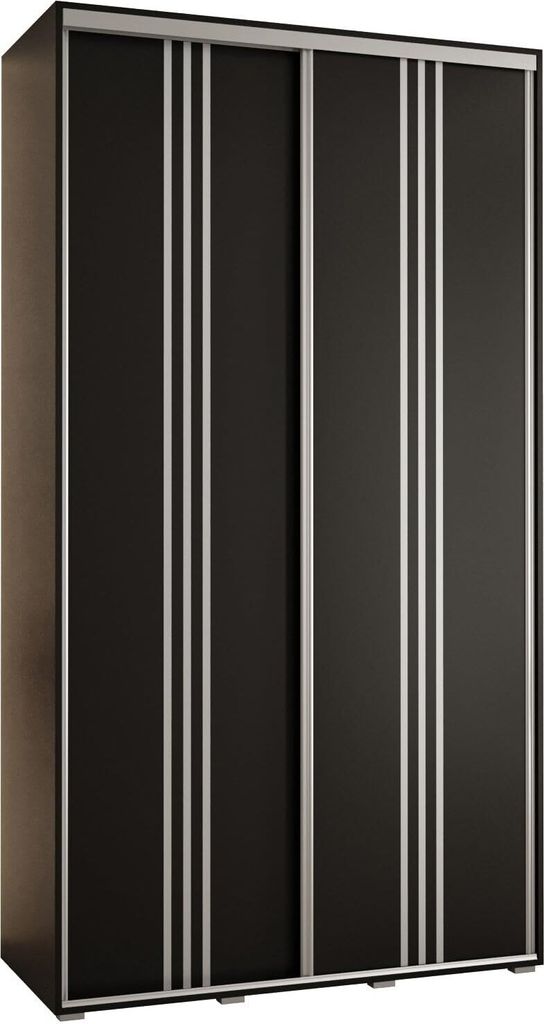 MEBLE KRYSPOL Davos 6 Schrank, zwei Türen - 235,2x140x45 cm - Schwarz Schwarz Silber