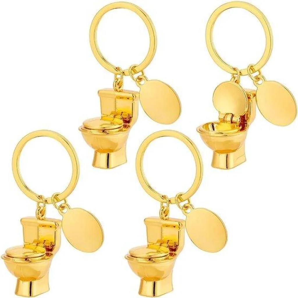 Lot de 4 porte-clés toilettes en métal pour cadeaux invités et humour