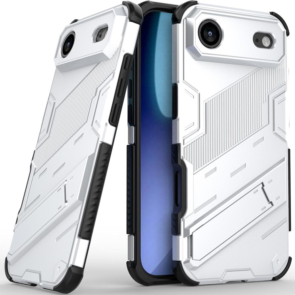 Armor Hülle für iPhone Air Hybrid PC TPU Bumper Stoßfestes Schutzhülle mit Standfunktion Weiß