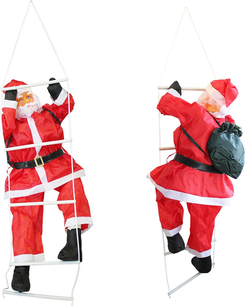 Père Noël Suspendu 85cm Échelle de Corde Résistant aux Intempéries