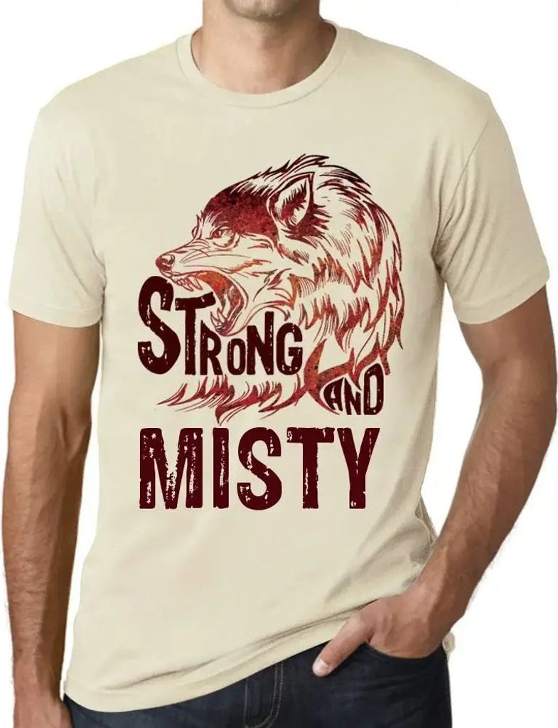 Herren Grafik T-Shirt Starker Wolf und neblig – Strong Wolf And Misty – Öko-Verantwortlich Vintage Jahrgang Kurzarm Lustige Druck Geburtstag G...