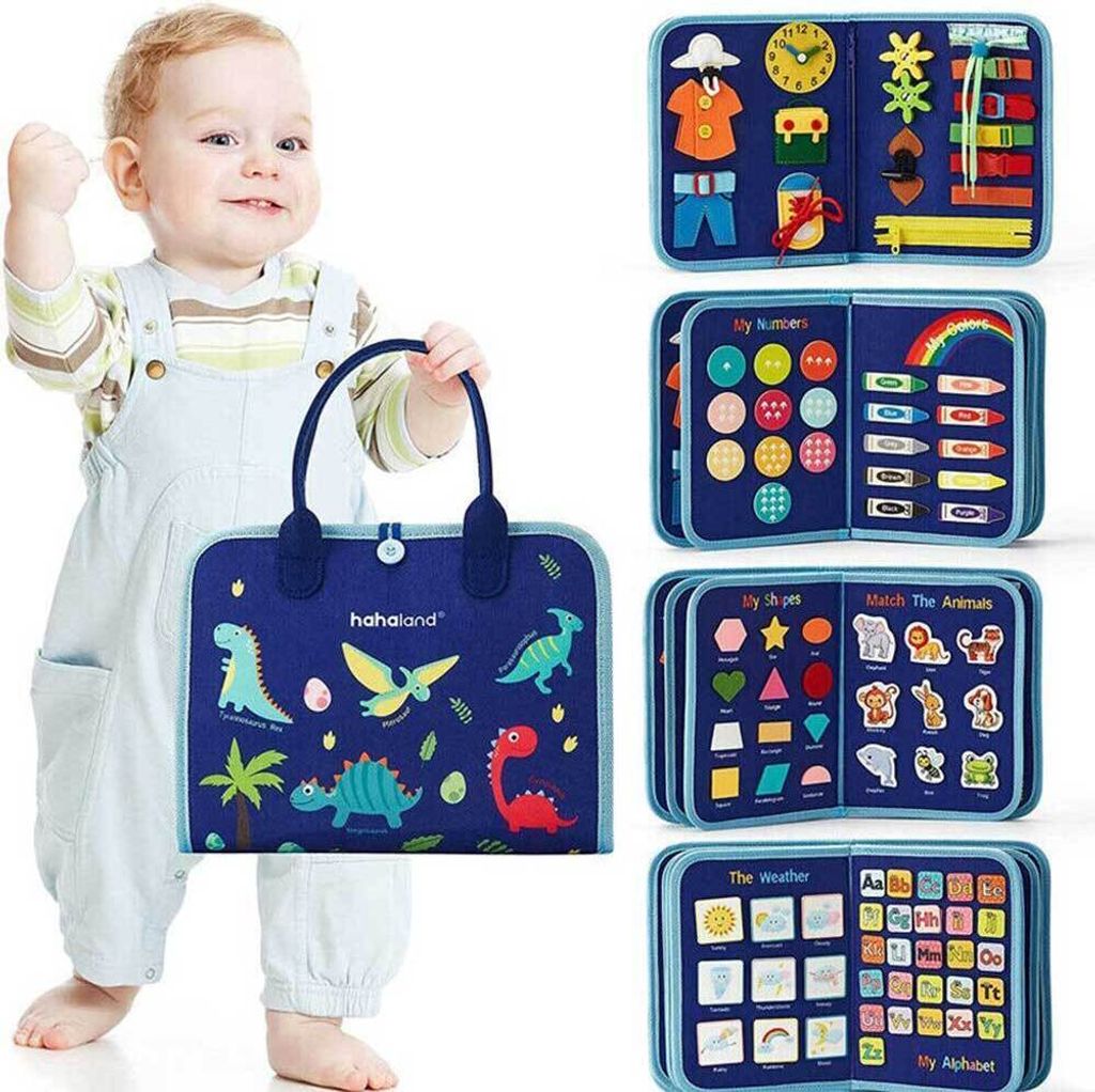 Kleinkind Early Learning Busy Board Filz Lernbrett, Kleinkind Busy Board Montessori Kinderspielzeug 1 2 3 4 Jahre Junge Spielzeug Geschenk (blau)