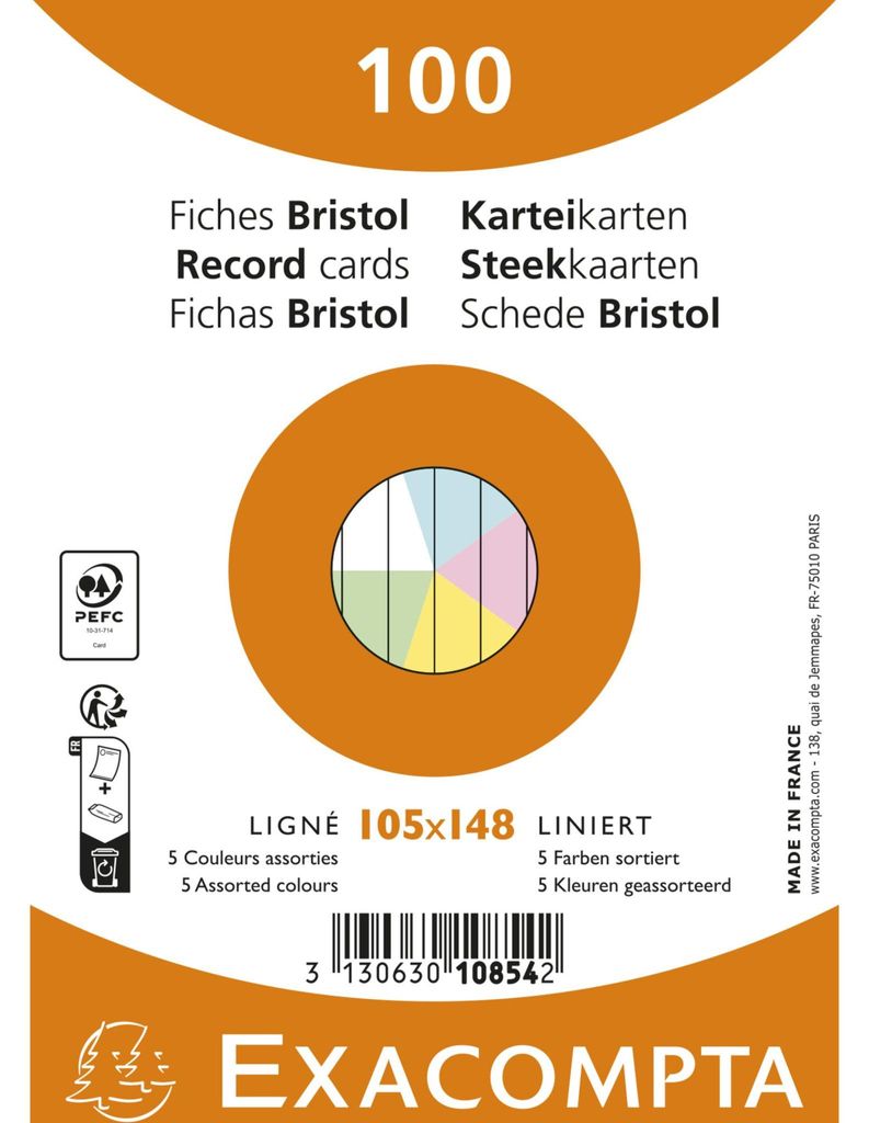 Exacompta Karteikarten A6, Packung mit 100 Stück Produktbild 