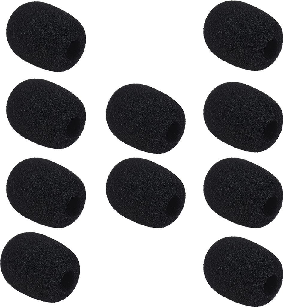 Andoer Mini Revers Headset Mikrofon Windschutzscheibe Mic Foam Cover, schwarz 10-Pack