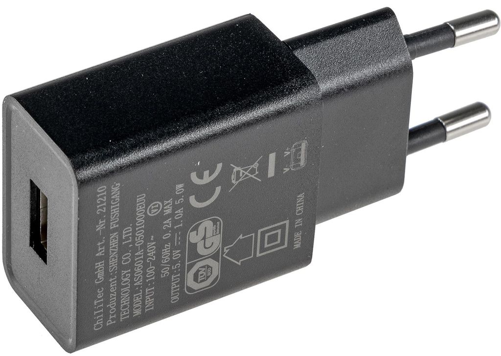 Stecker-Netzteil mit USB CTN-0510 Ein 110-240V Aus 5V= 1A Produktbild 