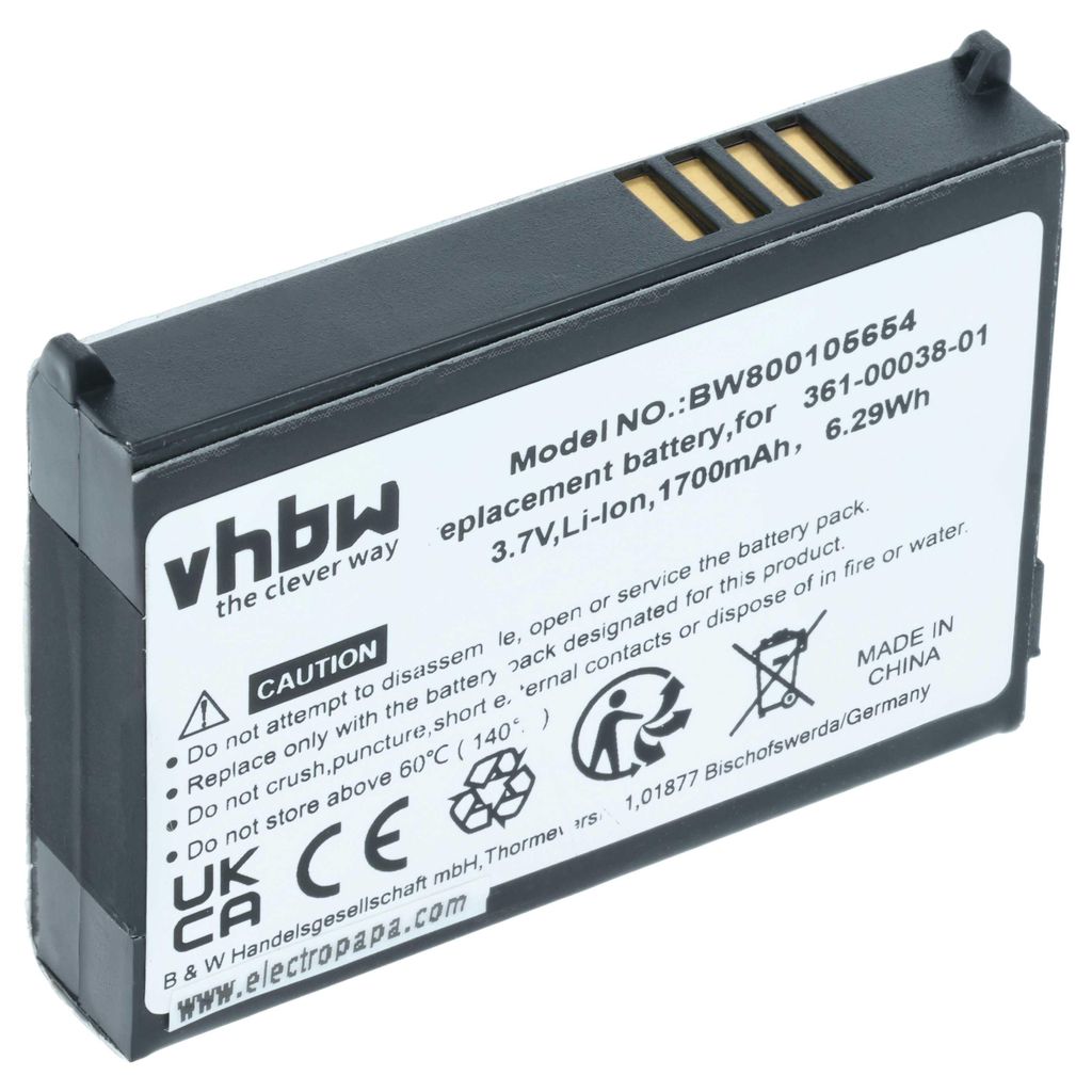vhbw Akku kompatibel mit Garmin Zumo 660LM, 650, 210 CE, 600, 660, 220, 665LM, 665, 210 GPS Navigation Navi (1700 mAh, 3,7 V, Li-Ion)