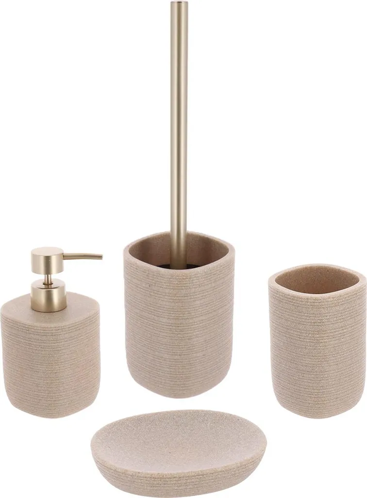 Ensemble salle de bain 4 pièces TENDANCE beige en résine de qualité