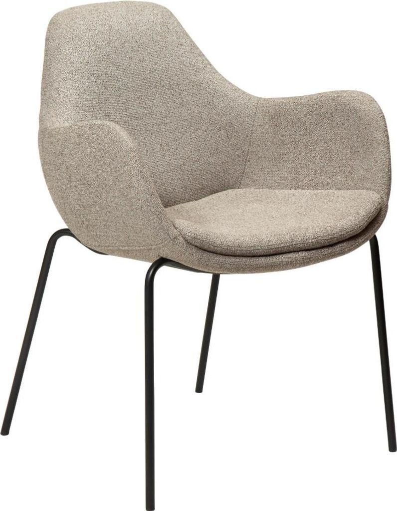 Zimmer Dan-Form Esszimmerstuhl mit Armlehnen Bouclé hellbraun.