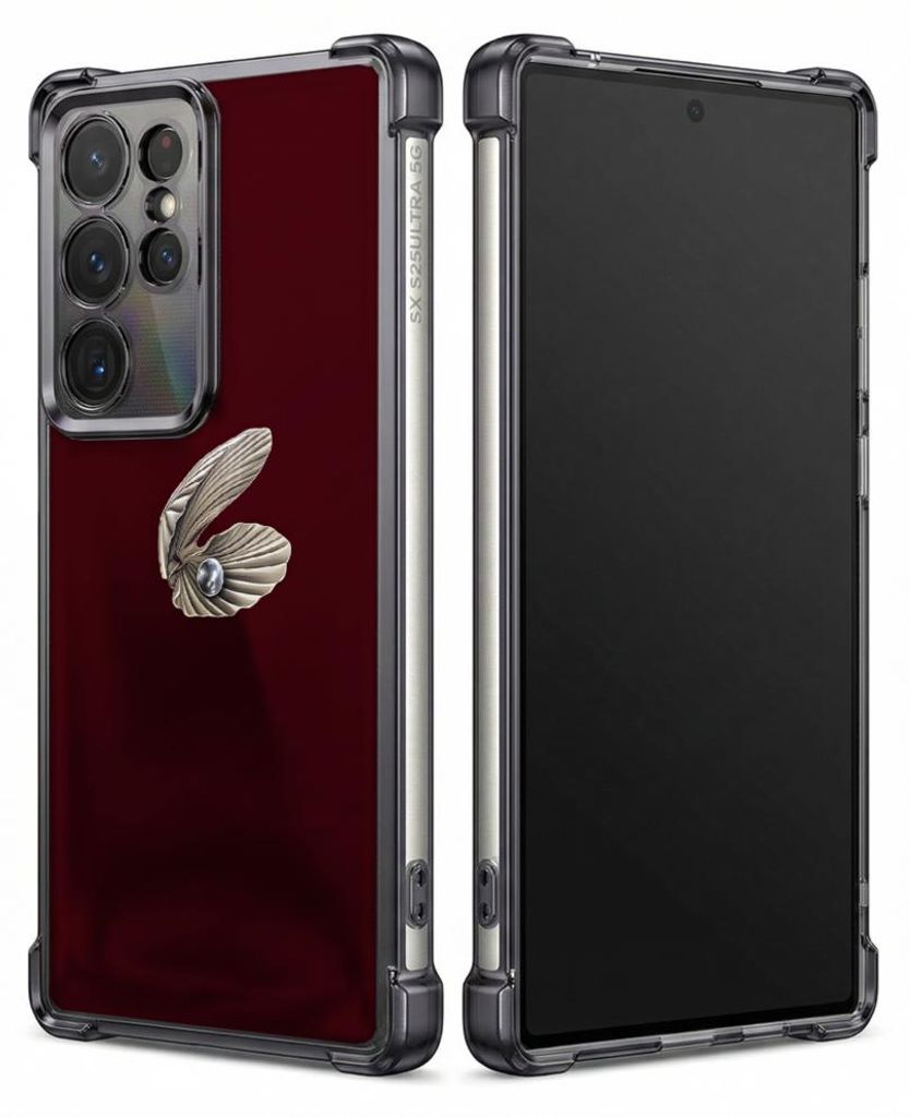 Personalisierte Hülle mit Bild für Samsung Galaxy S24+ Elektroplattiert TPU Stoßdämpfer Handyhülle mit Bordeauxroter Hintergrund, silbernes Fe...