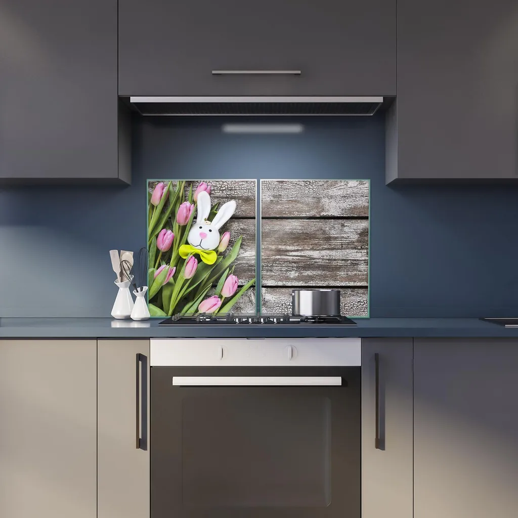 Piastra di copertura per piano cottura in ceramica 2 pezzi 2x40x52 fiori rosa copertura alzatina in vetro - 6