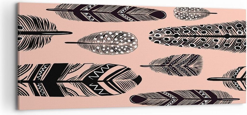 Bild auf Leinwand - Leinwandbild - Grafik Feder - 120x50cm - Wand Bild - Wanddeko - Wandbilder - Leinwanddruck - Bilder - Kunstdruck - Wanddekorati...