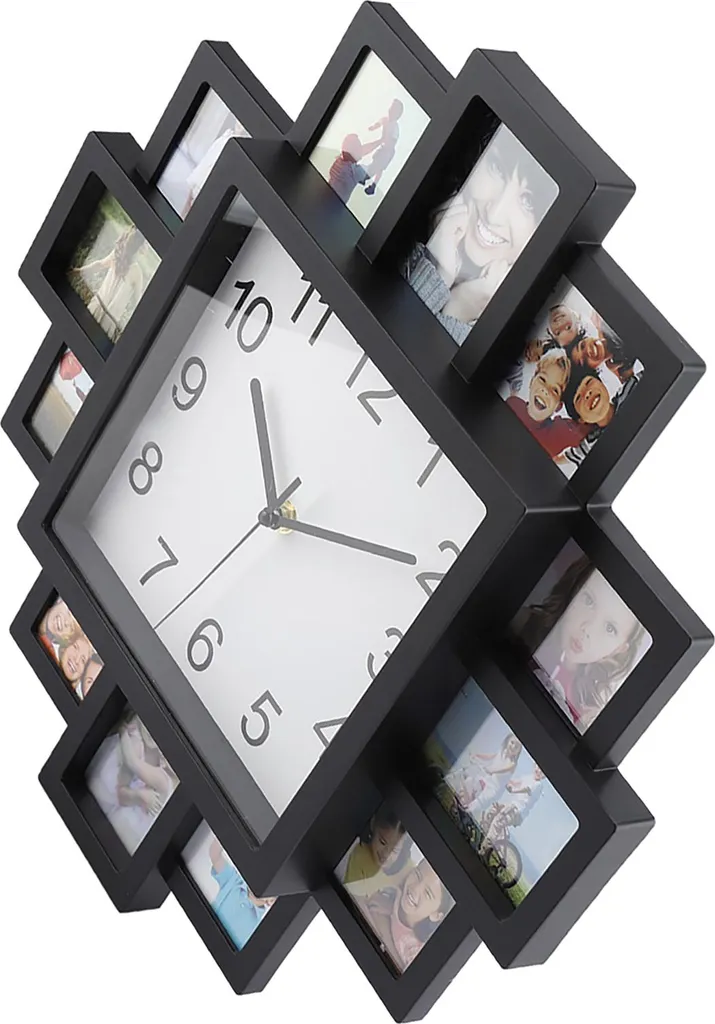 Décoration murale salon horloge cadre photo noir pour souvenirs famille