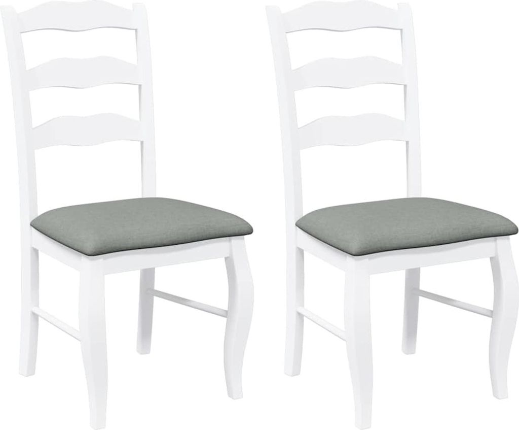 Esszimmerstühle mit Kissen 2 Stk. Weiß Massivholz Gummibaum