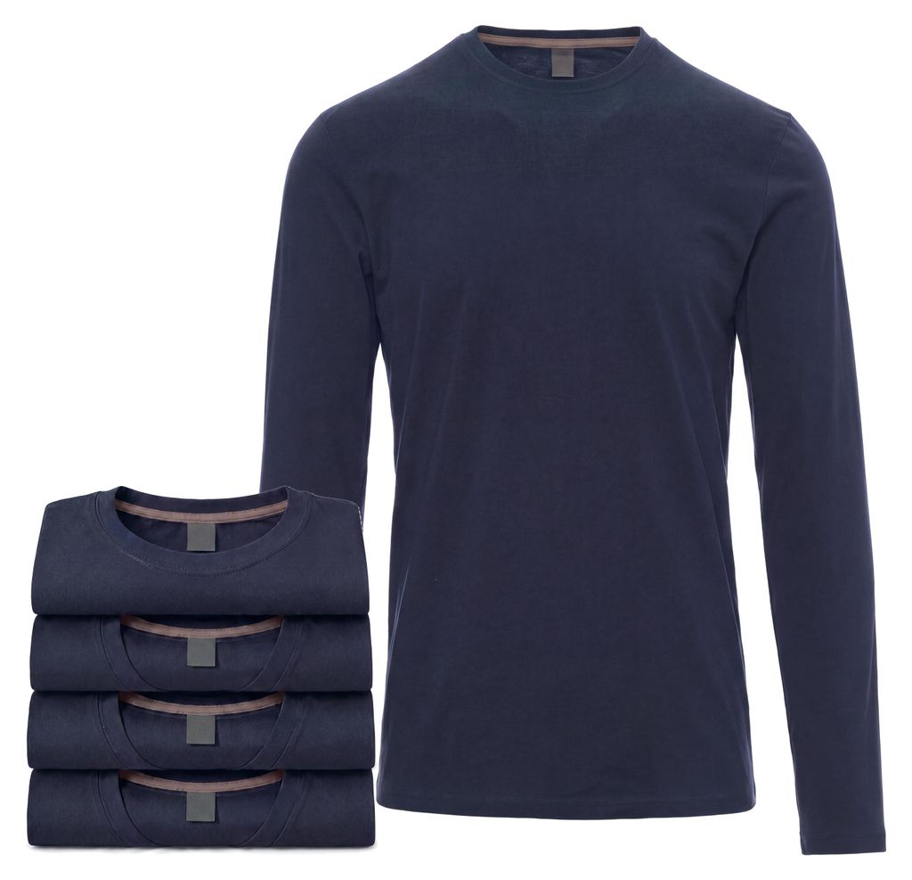 Mivaro Herren 5er Pack Langarmshirts Dunkelblau - 100% Produktbild 