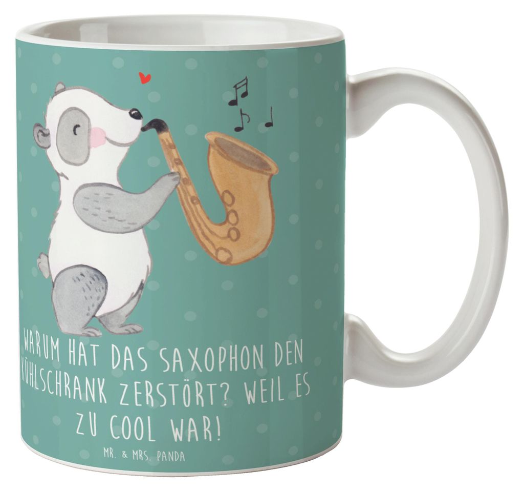 Mr. & Mrs. Panda Tasse Saxophon Kühlschrank - Meeresbrise - Geschenk, Musiker, Teetasse, Humor, Instrument, Blues, Cool, Musikgeschichte, schöne,...