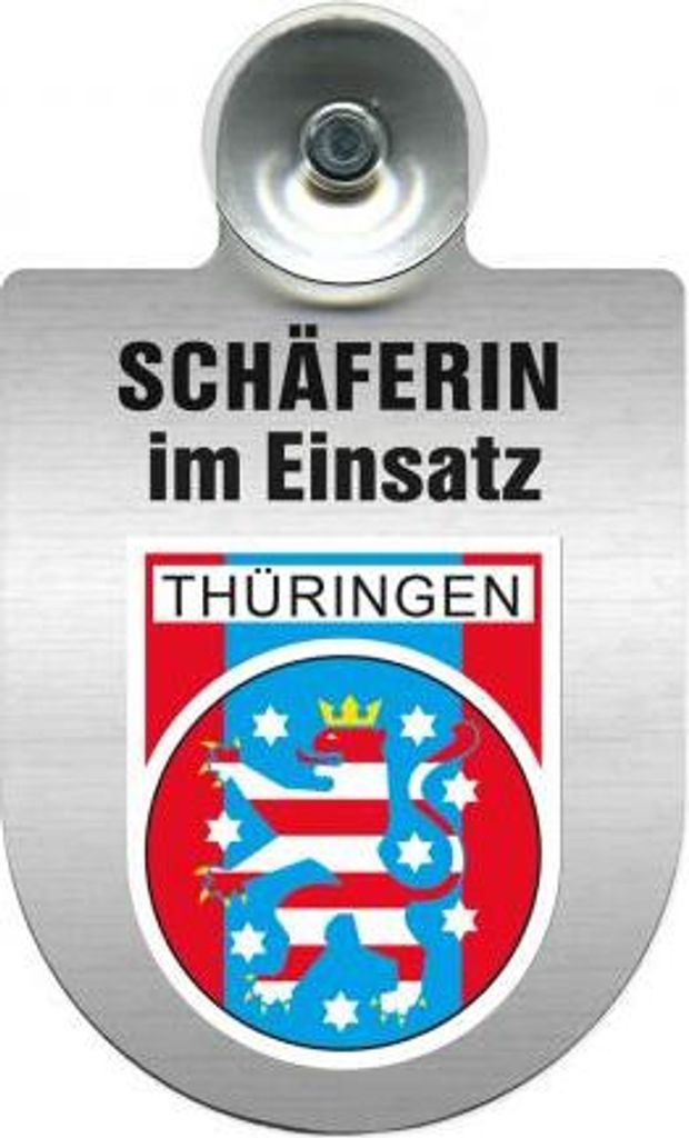 Einsatzschild Windschutzscheibe incl. Saugnapf - Schäferin im Einsatz - 309459 - incl. Regionen nach Wahl Color - Region Thüringen