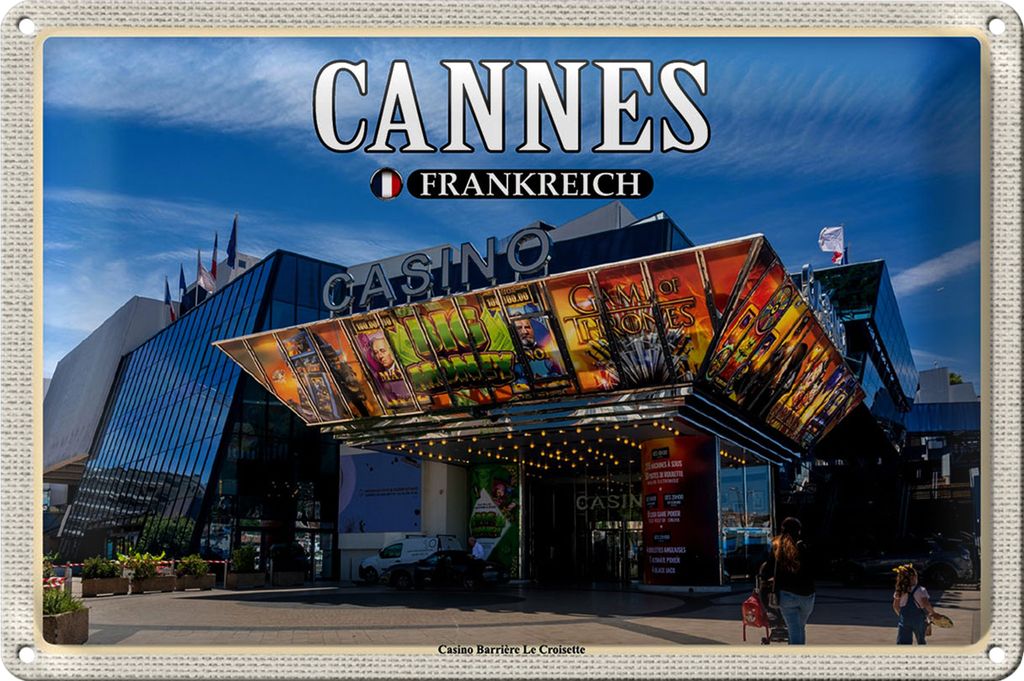 Blechschild Reise 30x20cm Cannes Frankreich Casino Barrière