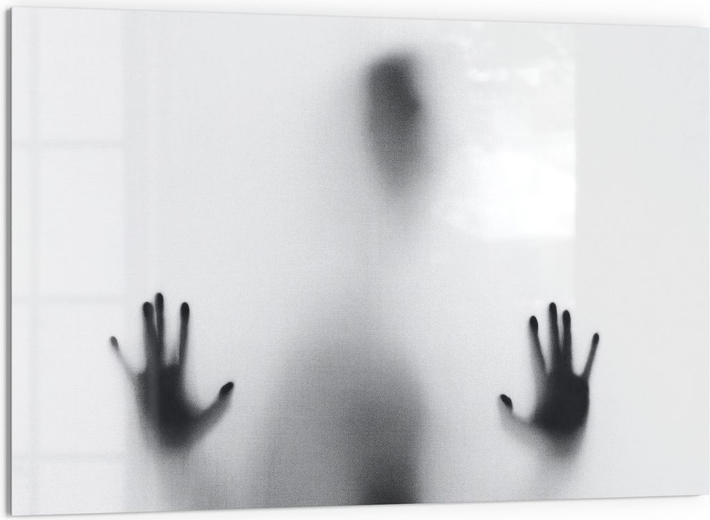 DEQORI Küchenrückwand Glas 60x40 cm 'Schemenhafte Präsenz' Spritzschutz Bad Rückwand Küche