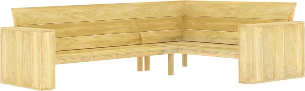 vidaXL Panca da giardino ad angolo 239 cm in legno di pino Immagine del prodotto 