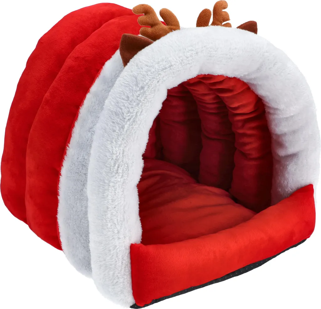 Panier de Noël pour animaux coussin Père Noël doux pour petit chien