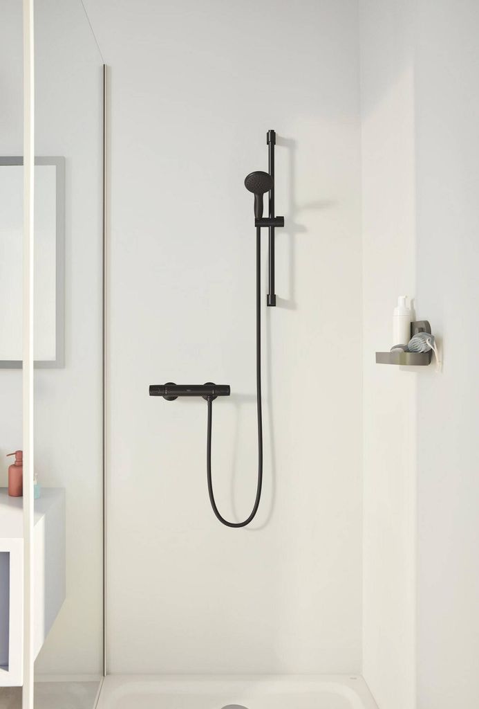 Grohe Vitalio Start - Brausegarnitur: Handbrause, Stange und Schlauch, 2 Strahlarten, schwarz matt