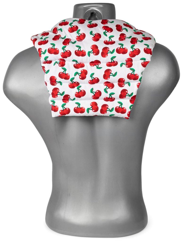 Nackenhörnchen mit Rückenteil. cherry-white. Körnerkissen. Nackenkissen. Rücken Wärmekissen - Weizen-Kissen