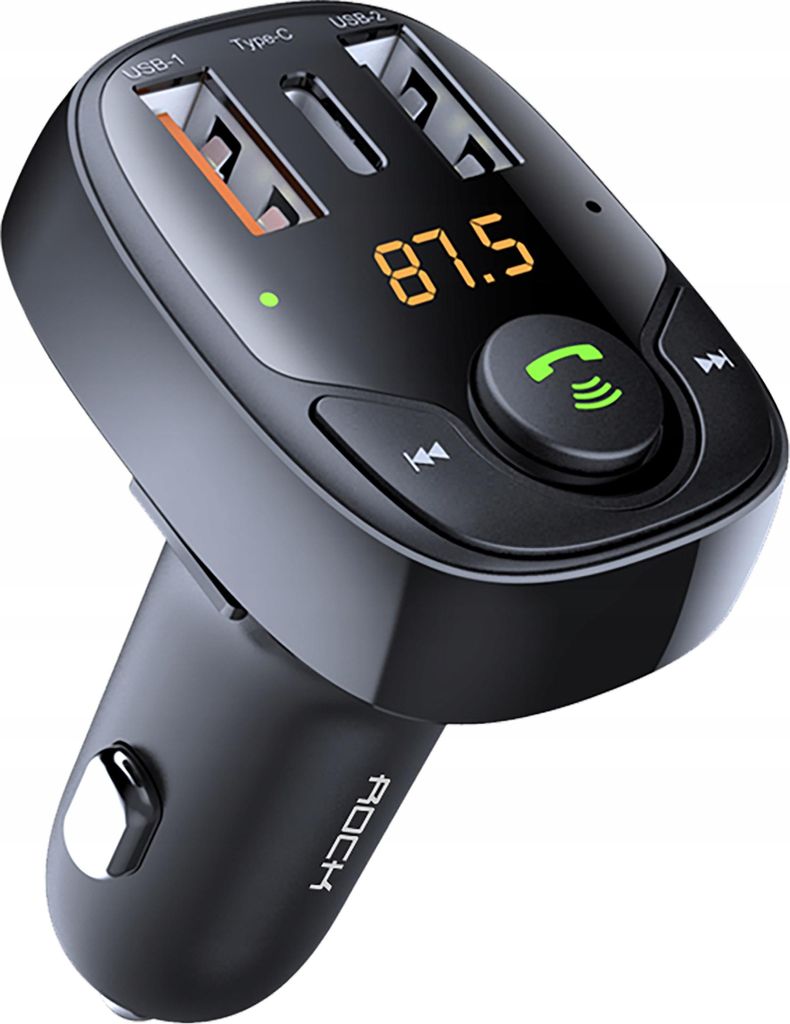 ROCK TRANSMITER SAMOCHODOWY Z ŁADOWARKĄ 2x USB 1x TYP-C Zdjęcie produktu 