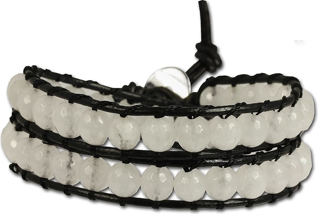 SilberDream Armband Leder Armschmuck schwarz weiß Maserung Damen Frauen LAN007