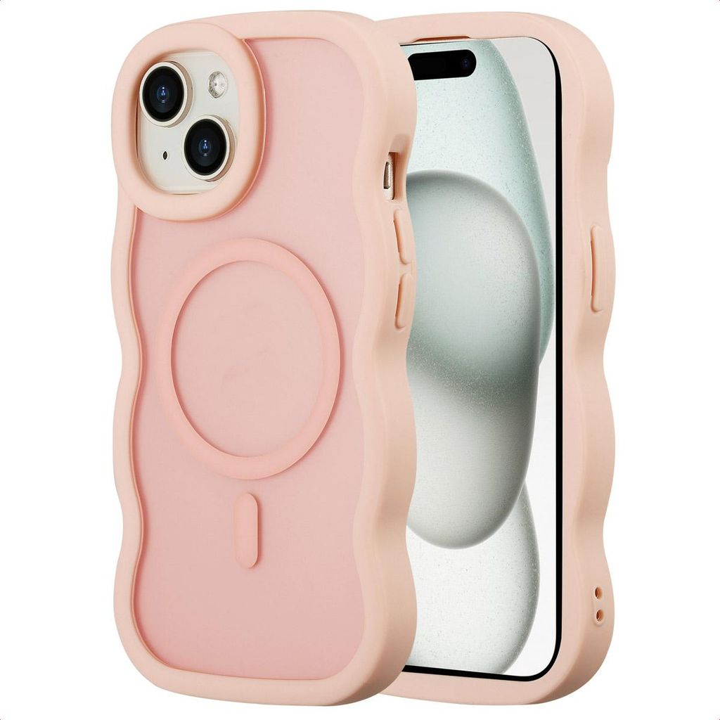 Selencia Wavy Backcover mit MagSafe iPhone 15 - Soft Pink