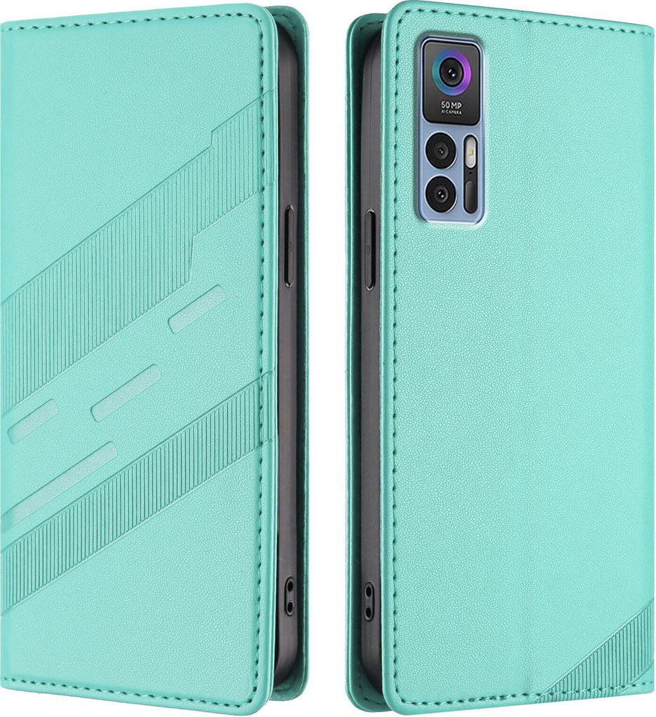 Hülle für TCL 30/TCL 30 5G/TCL 30+, Kunstleder Brieftaschen Handyhülle mit Kartenfach und Standfunktion Türkis