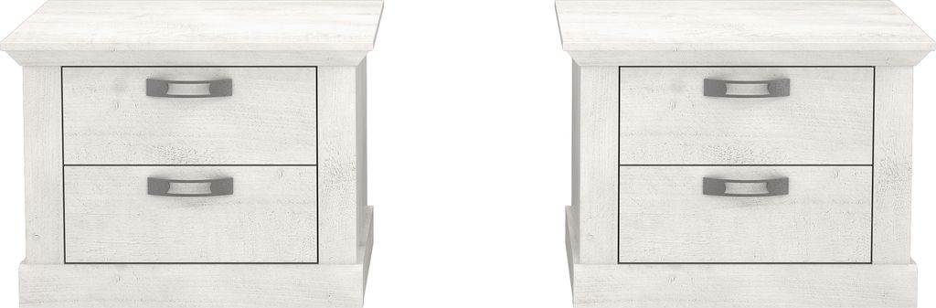 Nachttisch >KASHMIR< (2er-Set) in Pinie Weiss - 67,2x48,9x45,1cm (BxHxT)