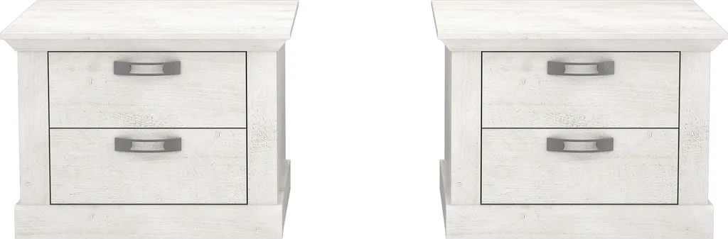 Chevet KASHMIR pin blanc avec finitions soignées - Lot de 2 meubles