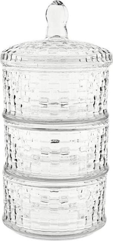 Bonboniere-Set 3-teilig mit Deckel aus hochwertigem Glas - stapelbar & stilvoll