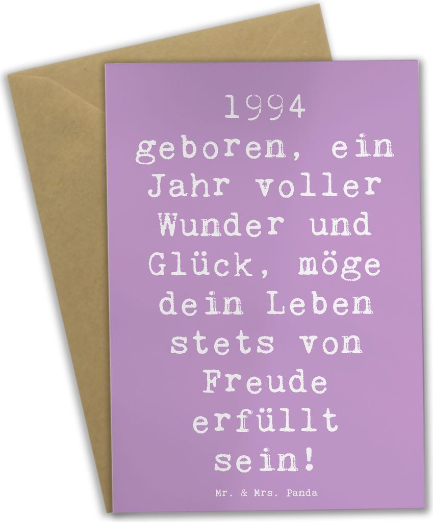 Mr. & Mrs. Panda Grußkarte Spruch 1994 Geburtstag - Lavendeltraum - Geschenk, positive Veränderungen, genesungskarte, weihnachtskarten, Inspirati...