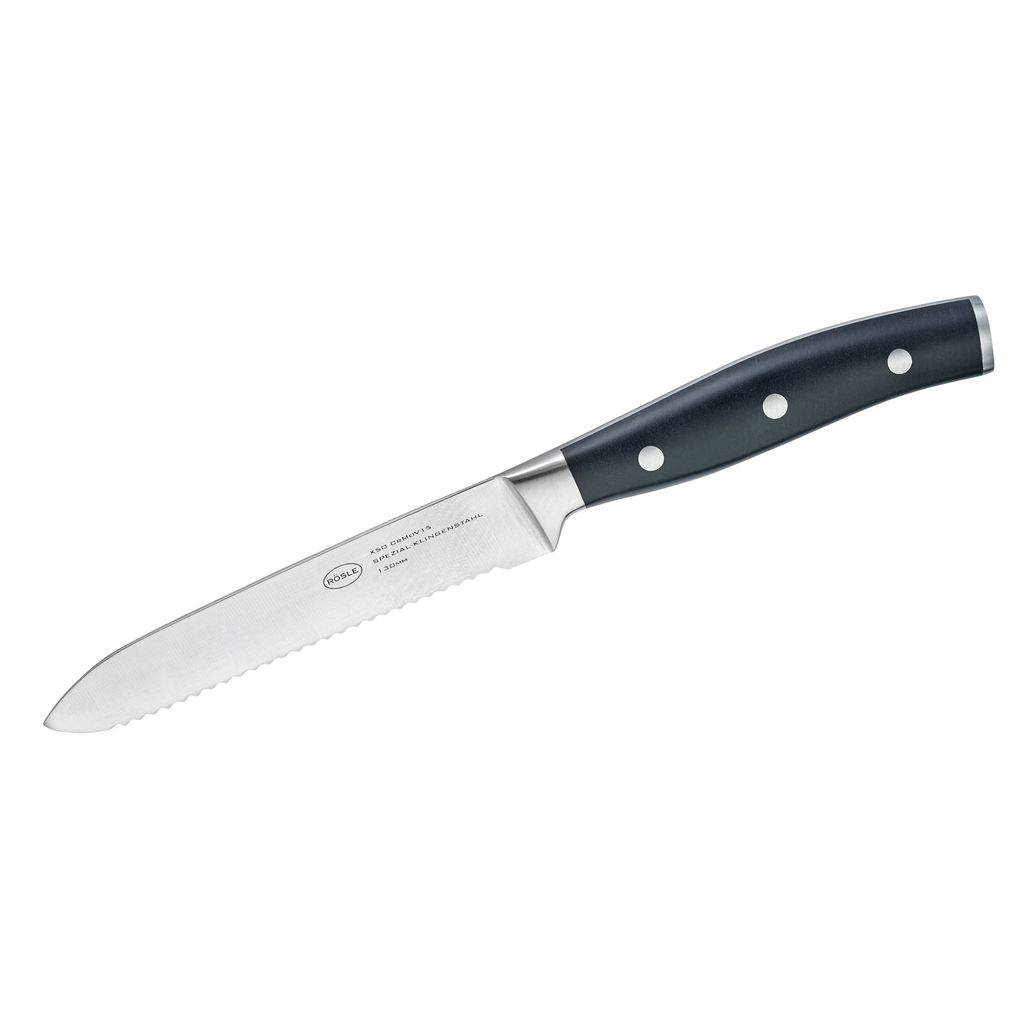 RÖSLE Universalmesser Tradition 13 cm mit Wellenschliff Produktbild 
