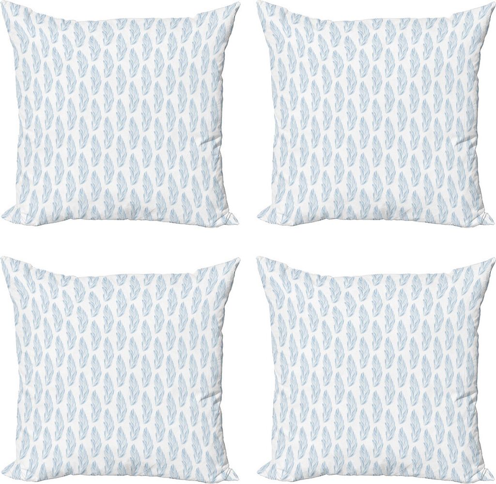 ABAKUHAUS Feder Kissenbezug Set (4 Stück), Quills Muster, Moderner Doppelseitiger Digitaldruck, 60 cm x 60 cm, Baby Blue und Blau
