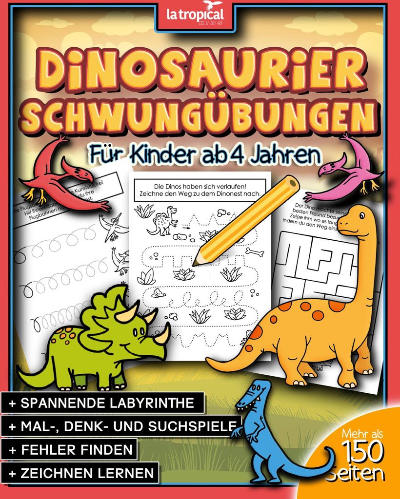 Dinosaurier Schwungübungen ab 4 Jahren