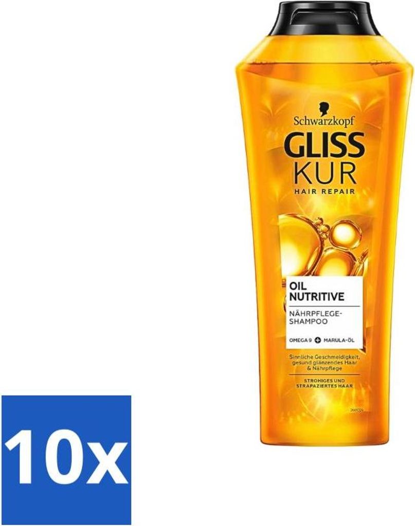Gliss-Kur - Shampoo - Oil Nutritive - Pflegeshampoo - Für raues & pralles Haar - 400 ml - Vorteilspack - 10 Stücke