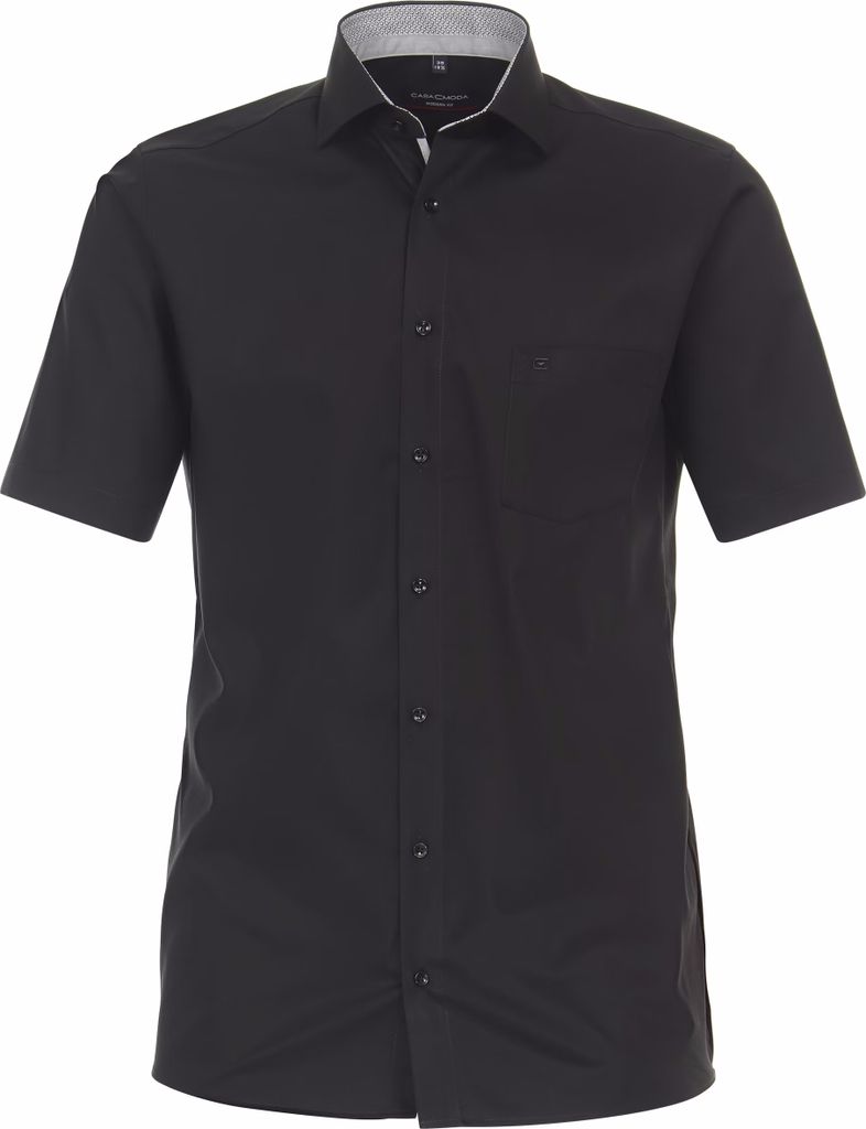 CASAMODA Herren Businesshemd Kurzarm Kent Modern-Fit Schwarz 42