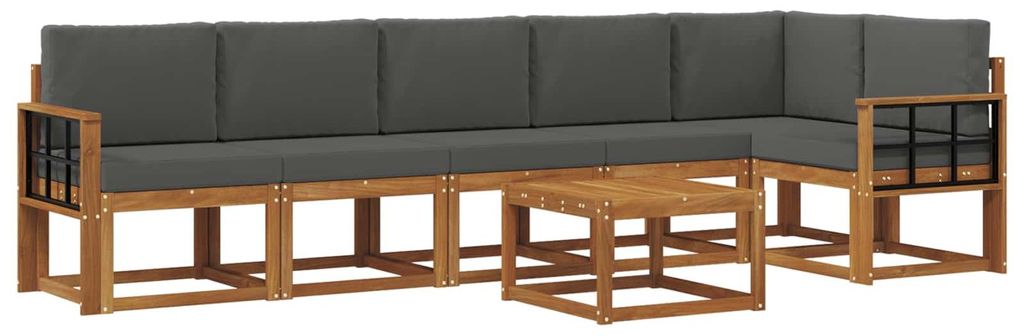vidaXL Outdoor-Sofagarnitur mit Kissen 7 pcs Natur und Anthrazit