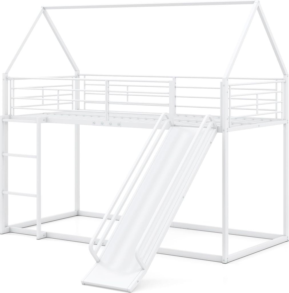 COSTWAY Hochbett 90x200cm mit Rutsche, Leiter & Dach, Produktbild 