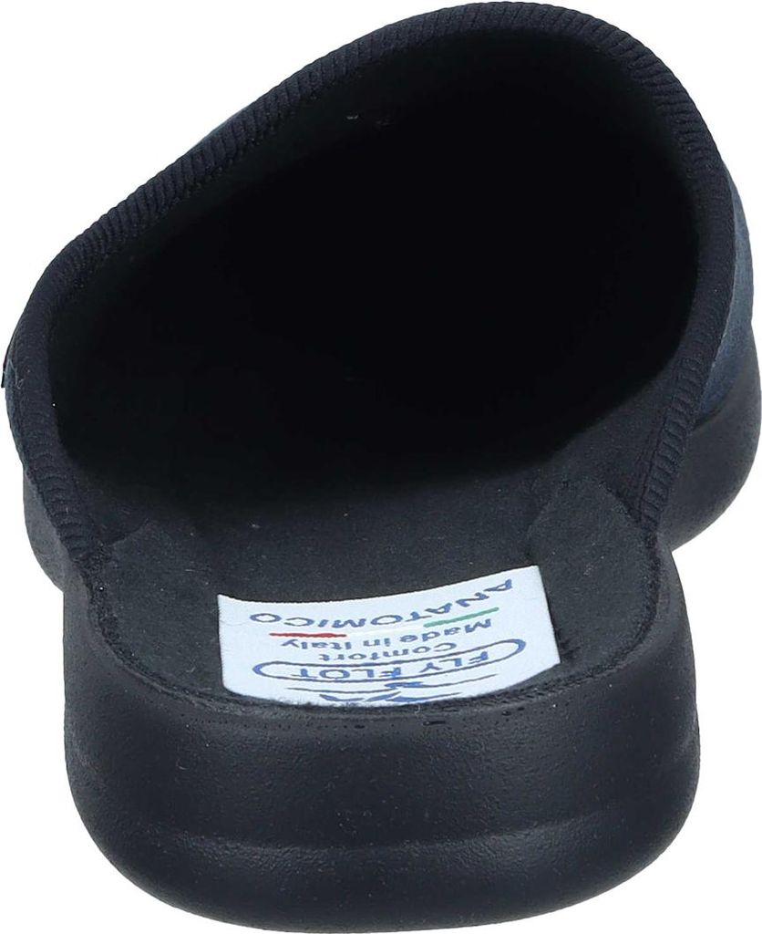 Fly Flot Herren Hausschuh Pantoffel samtige Oberfläche und Logo Stickerei 220084, Größe:44 EU, Farbe:Schwarz