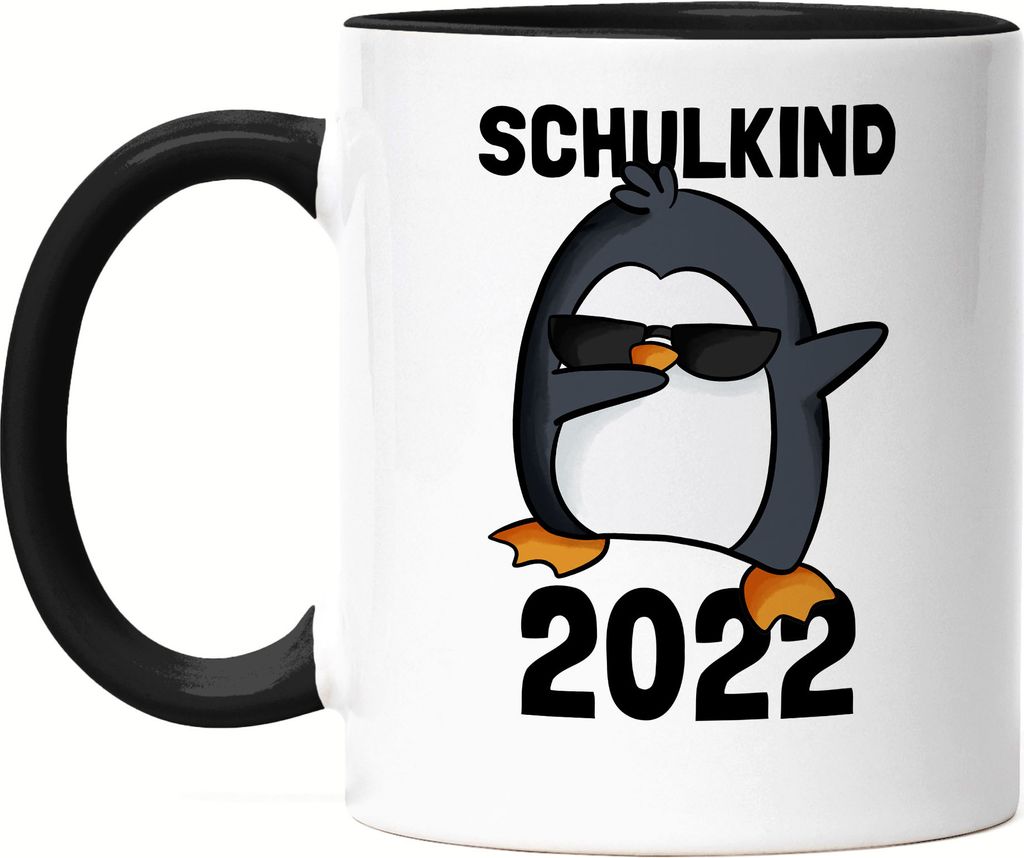 Schulkind 2022 Tasse Schwarz Einschulung 1. Klasse Pinguin Dab Geschenkidee Grundschule Kindergarten Vorbei