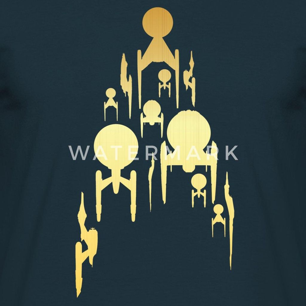 Spreadshirt Star Trek Discovery Gold Raumschiff Männer T-Shirt, XXL, Navy